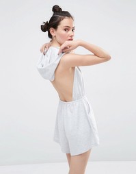 Ромпер с открытой спиной и капюшоном ASOS - Серый меланж