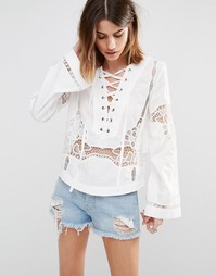 Блузка со вставкой на шнуровке Free People Bittersweet - Белый