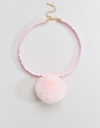 Ожерелье-чокер ограниченной серии с помпонами - Розовый Asos
