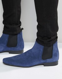 Синие замшевые ботинки челси ASOS - Синий