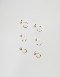 Набор ограниченной серии из 3 серег-колец - Золотой Asos
