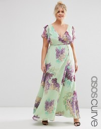 Платье макси с запахом и цветочным принтом ASOS CURVE - Принт