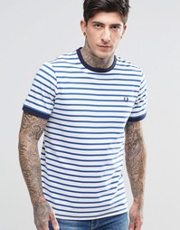 Синяя футболка в бретонскую полоску Fred Perry - Кобальтовый