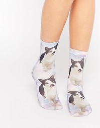 Monki Cat Print Socks - Katty