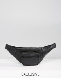 Кожаная черная сумка-пояс Reclaimed Vintage - Черный