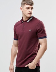Красная футболка-поло слим с полосками Fred Perry - Mahogany