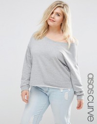 Свободный свитер с открытыми плечами ASOS CURVE - Серый меланж