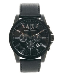 Часы с хронографом и ремешком из черной кожи Armani Exchange AX2098