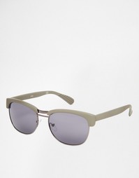 Серые прорезиненные солнцезащитные очки в стиле ретро ASOS - Серый