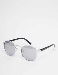 Круглые солнцезащитные очки в серебристой оправе ASOS - Серебряный