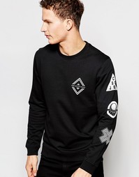 Свитшот с принтом на груди и рукаве Jack &amp; Jones - Черный