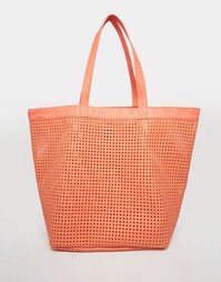 Пляжная сумка-шоппер с вырезами ASOS - Коралловый