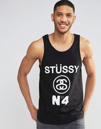 Майка c цифрой 4 Stussy - Черный