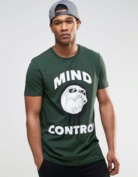 Удлиненная футболка с принтом черепа спереди и сзади ASOS - Зеленый
