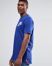Темно-синяя футболка асимметричной длины Nike Futura 799338-455