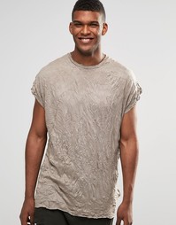 Oversize-футболка без рукавов с мятым эффектом ASOS