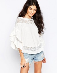 Топ с кружевной вставкой Free People Love Affair - Слоновая кость