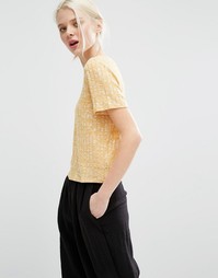 Укороченный топ в рубчик Monki - Yellow mustard