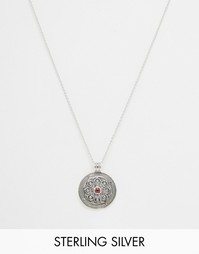 Серебряное ожерелье с подвеской-монетой и гранатом Rock N Rose Adelle