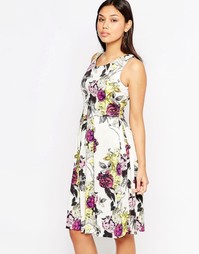 Платье миди с цветочным принтом и v-образным вырезом Closet - Кремовый