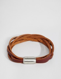 Плетеный кожаный браслет Reclaimed Vintage - Коричневый