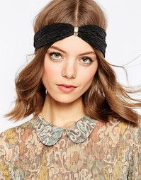 Плиссированная повязка на голову в греческом стиле ASOS - Черный