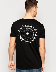Удлиненная футболка с принтом акульих зубов сзади ASOS - Черный