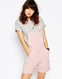 Розовый джинсовый короткий комбинезон ASOS - Розовый мраморным деним
