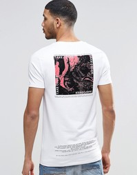 Длинная облегающая футболка с мраморным принтом ASOS - Белый