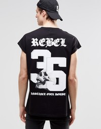 Oversize-футболка без рукавов с готическим принтом ASOS - Черный