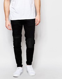 Байкерские джинсы скинни с заплатами Other UK - Черный