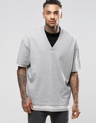 Удлиненный oversize‑свитшот с короткими рукавами и двойным низом ASOS