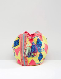 Розовая сумка ручной вязки Jardin Del Cielo Wayuu Mochila - Pink multi