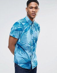 Рубашка слим с короткими рукавами и тропическим принтом Hollister