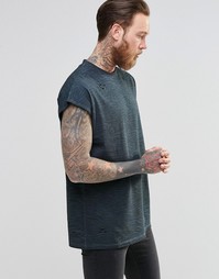 Oversize-футболка без рукавов с принтом в зебру ASOS