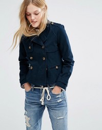 Укороченный тренч Abercrombie &amp; Fitch - Navy cc200