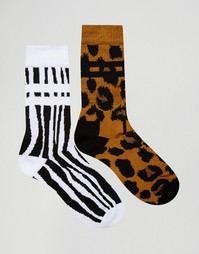 Набор из 2 пар носков в спортивном стиле с животным принтом ASOS