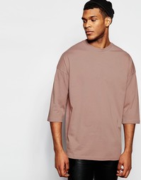 Розовая oversize‑футболка с рукавами 3/4 ASOS - Розовый