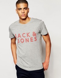 Футболка с фирменным логотипом Jack & Jones - Светло-серый меланж