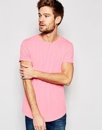 Длинная меланжевая футболка Esprit - Розовый