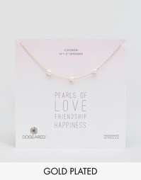 Золотой чокер с тремя жемчужинами Dogeared Pearls of Love Friendship H