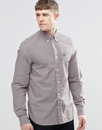 Коричневато-красная рубашка слим в клеточку Fred Perry - Mahogany