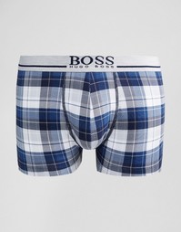 Синие боксеры-брифы в клетку Hugo Boss - Синий