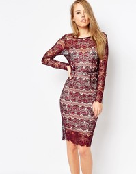 Моделирующее облегающее платье из кружева Body Frock Lisa - Burgundy