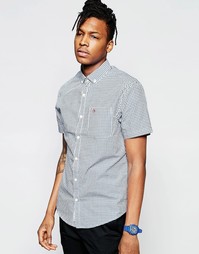 Рубашка в клеточку с короткими рукавами Original Penguin Fall - Синий