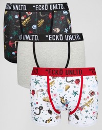 3 боксеров-брифов с принтом Ecko - Черный