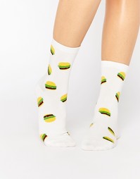 Спортивные носки с гамбургерами 7X - White burger