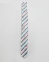 Узкий галстук с разноцветными полосками ASOS - Синий