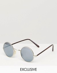Круглые солнцезащитные очки с зеркальными стеклами Reclaimed Vintage
