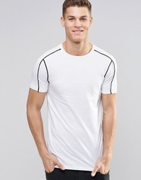 Белая удлиненная облегающая футболка с окантовкой ASOS - Белый